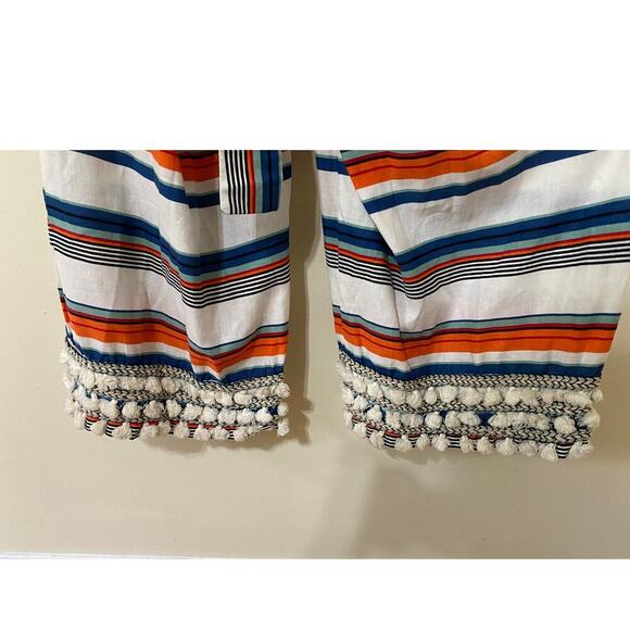 NWT Anthropologie Jumpsuit Linen Striped Sleeveless Cropped Pockets size Large - Picture 8 of 8